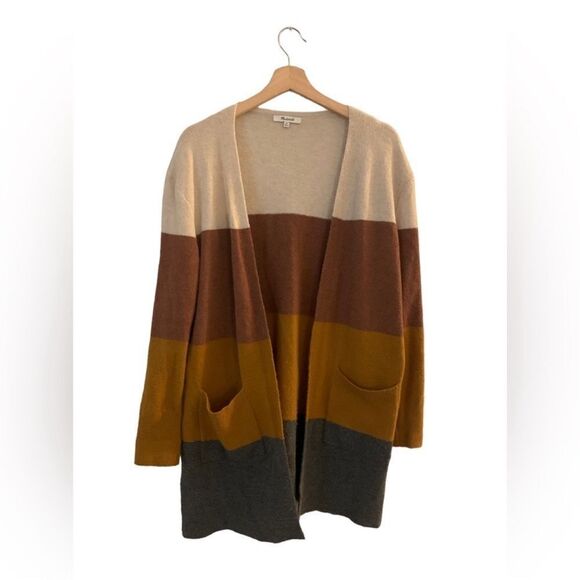 MADEWELL Kent Striped Cardigan Sweater in Coziest Yarn Multicolor Size XS - Picture 3 of 7